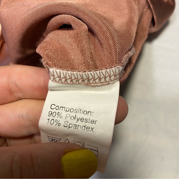 Drapey Cowl Neck Bodysuit Silky Shiny Rose Sleeveless Top Blouse Dressy Wom Sm - Picture 13 of 15